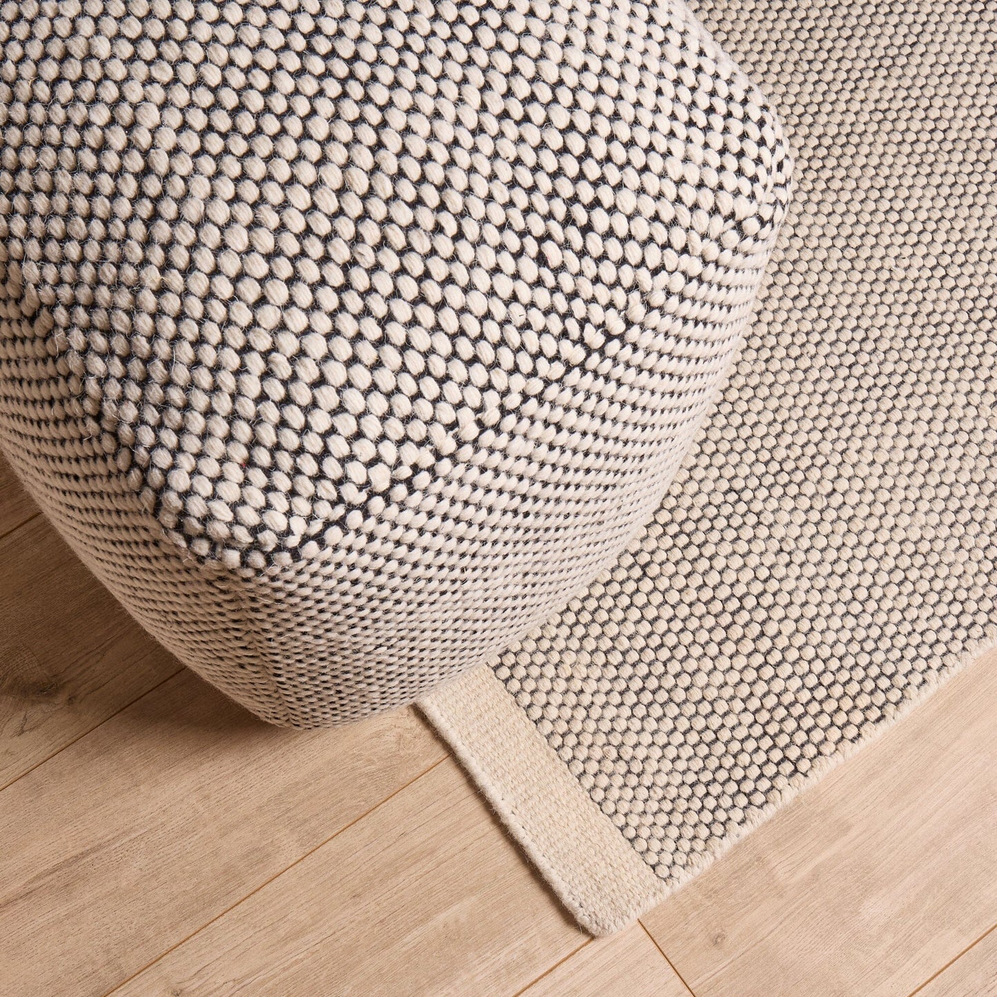 Atcham Wool & Cotton Ottoman Stool - Black/Natural