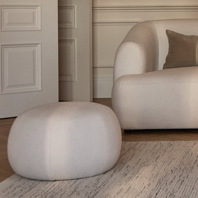 Nathalia Chaise Corner Sofa - Chalk White Boucle - Laura James 