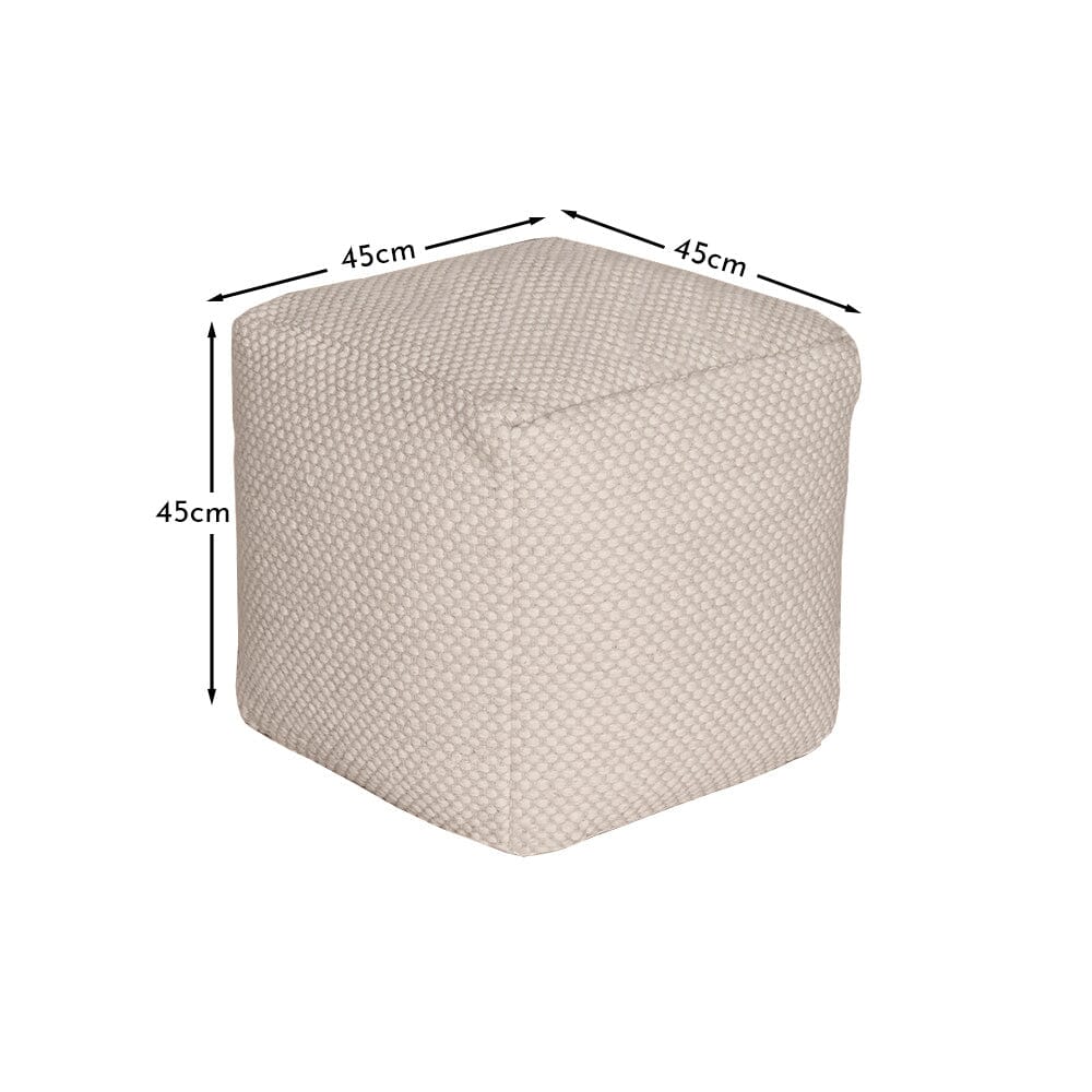 Atcham Clay/Natural Wool and Cotton Ottoman Stool - Laura James