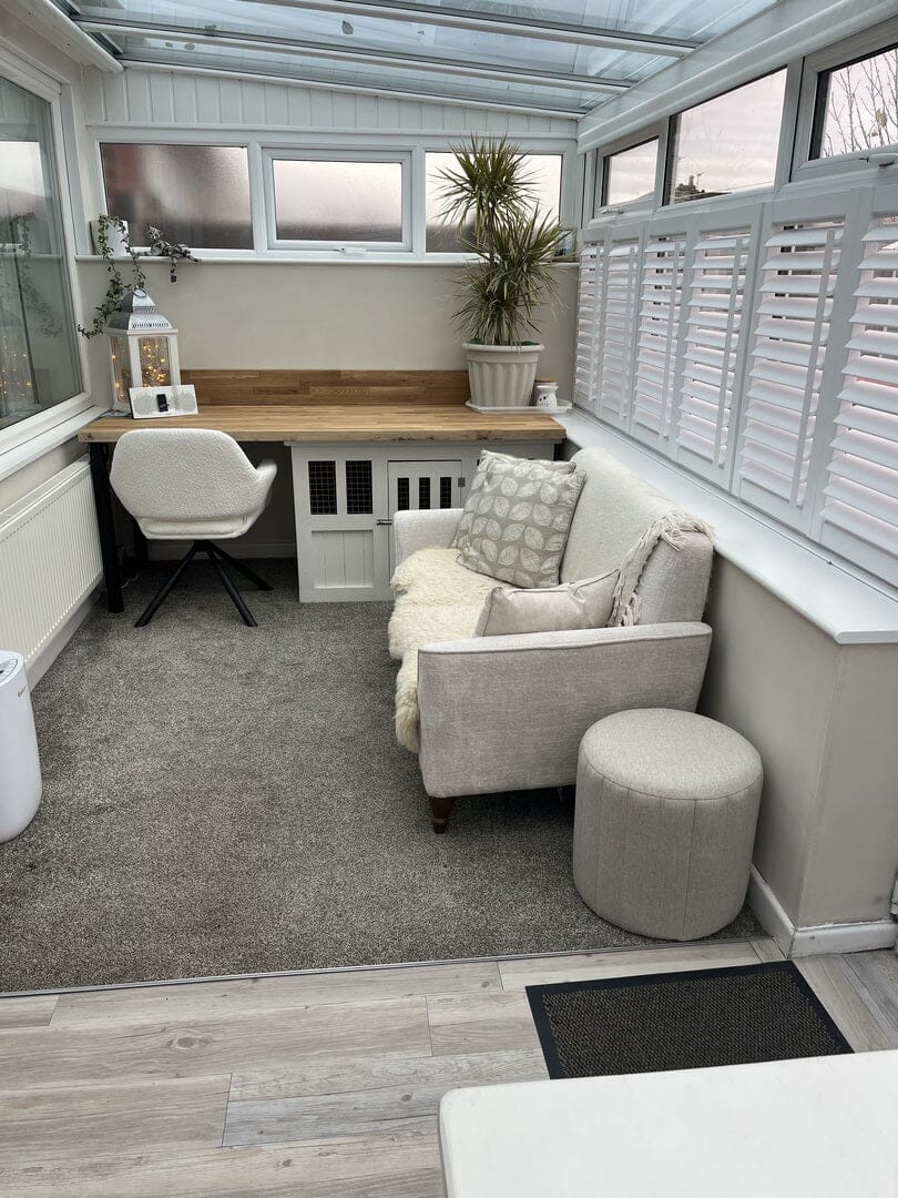 Parker Boucle Office Chair - White with Black Metal Legs
- Laura James